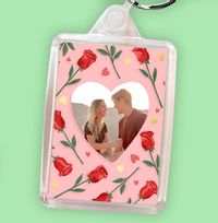 Tap to view Pink Heart & Roses Photo Keyring