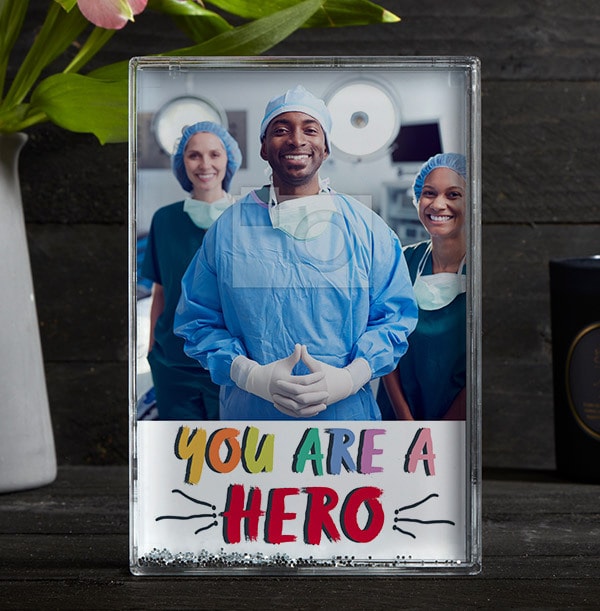 Thank You Hero Acrylic Glitter Photo Block