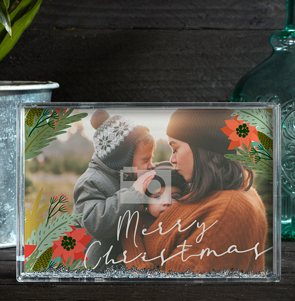 Merry Christmas Glitter Photo Block