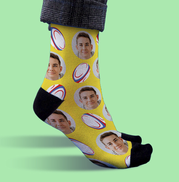 Personalised Photo Rugby Novelty Socks
