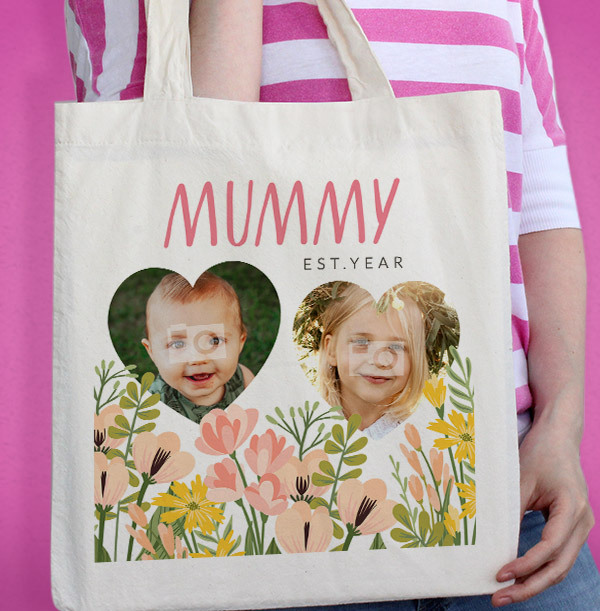 Mummy Floral Mother's Day Photo Tote Bag