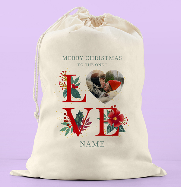 To The One I Love Photo Christmas Sack