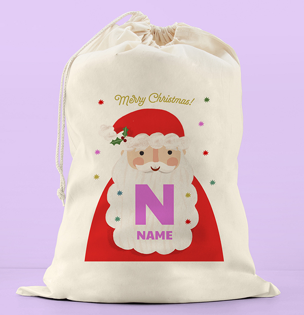 Personalised Pink Initial Santa Sack
