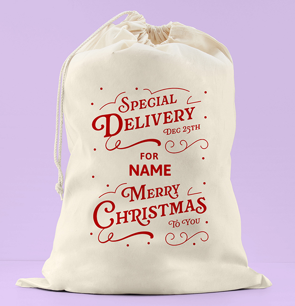 Special Christmas Delivery Red Message Sack