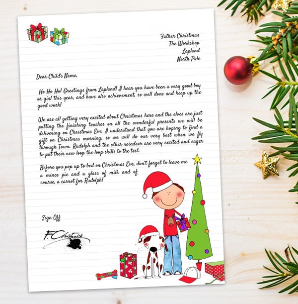 Boy's Personalised Letter From Santa