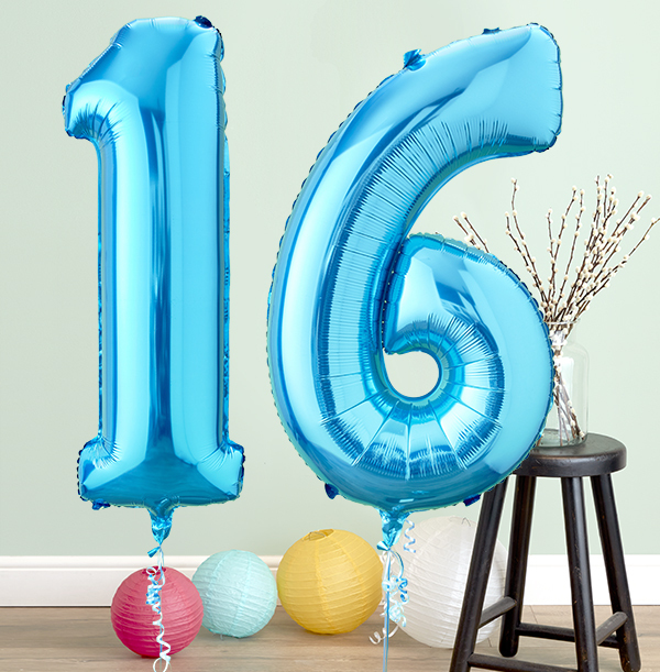 16th Birthday Giant Number Balloon Set