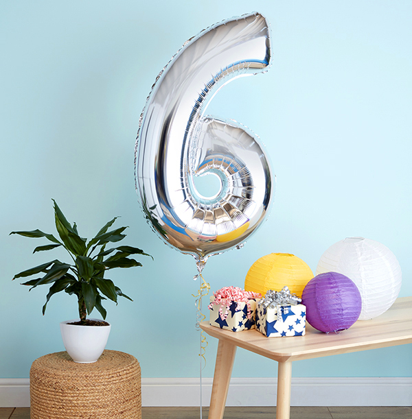 Silver Giant Number Balloons - Custom Age