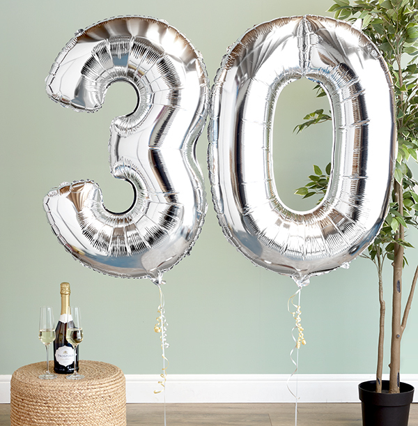 30th Birthday Giant Number Balloon Set