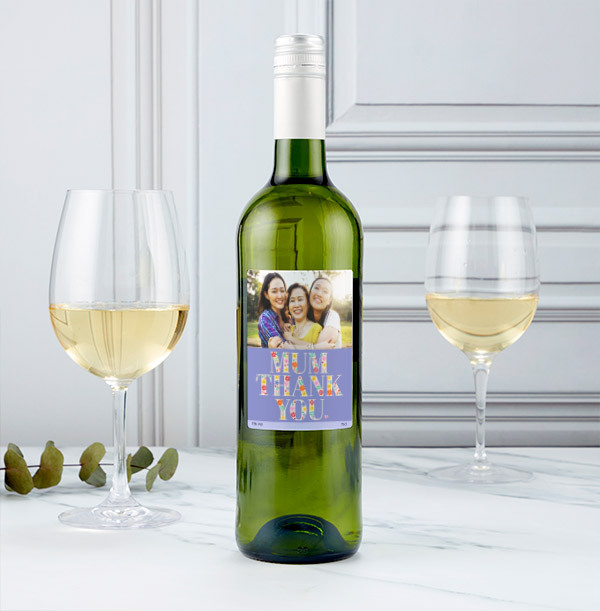 Mum Thank You Photo Upload White Wine