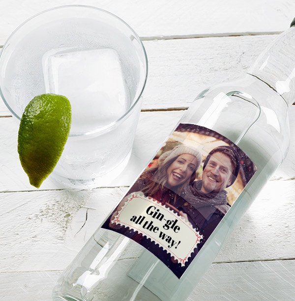 Christmas Stamp Personalised Photo London Dry Gin