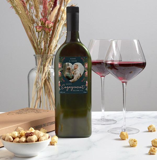Happy Engagement Photo Upload Letterbox Wine - Tempranillo