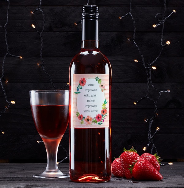 ZDISC Personalised Text Rosé Wine Bottle