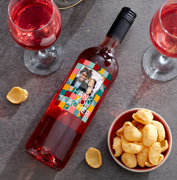 ZDISC Thank You Teacher Photo Upload Rose Wine