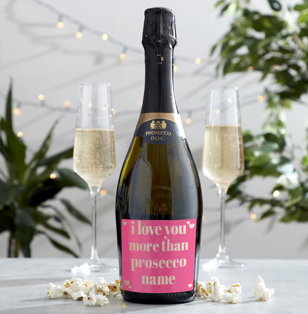 Pink Love You More Than Prosecco Personalised Bottle