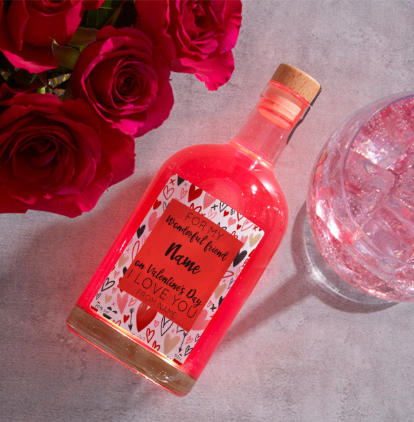 Wonderful Friend Valentines Light Up Red Glitter Gin