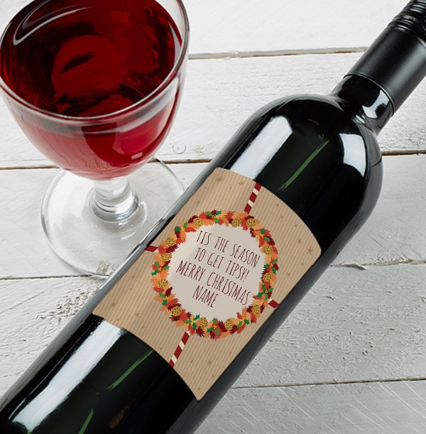 Personalised Christmas Red Wine Bottle