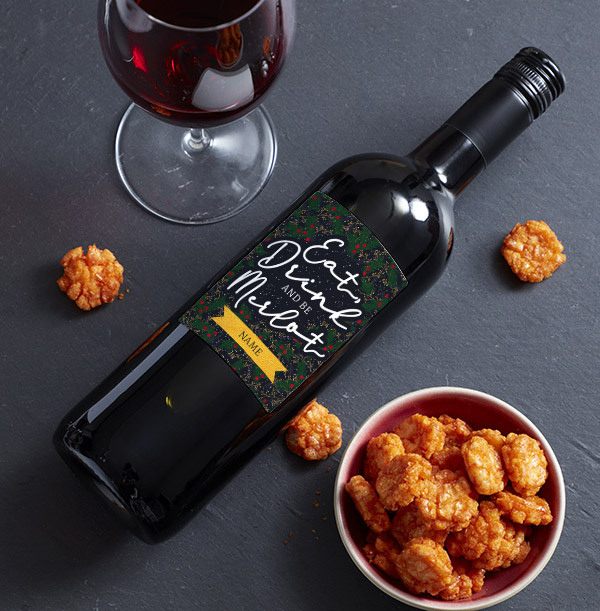 Eat, Drink And Be Merlot Personalised Red Wine