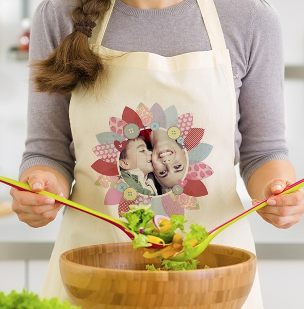 Fabric Flower Photo Upload Apron