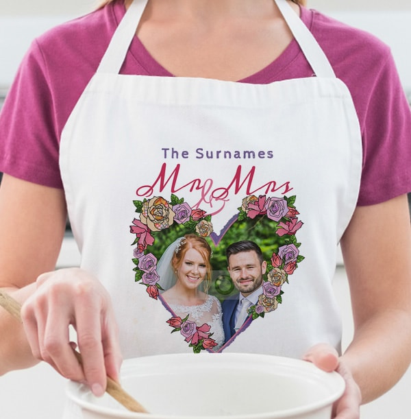 ZDISC Mr & Mrs Heart Personalised Photo Apron