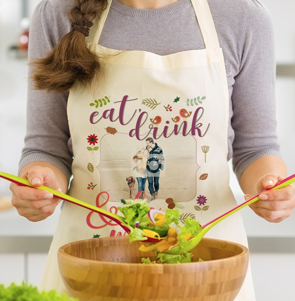 ZDISC Eat, Drink & Be Merry Photo Personalised Apron