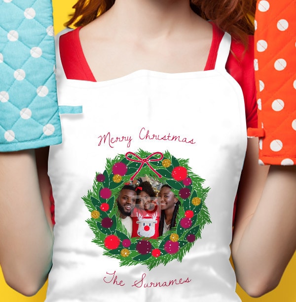 Christmas Wreath Personalised Photo Apron