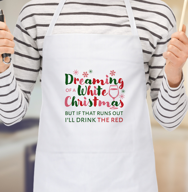 Dreaming White Christmas Wine Apron