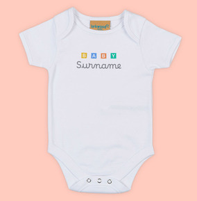 Baby Surname Personalised Baby Grow