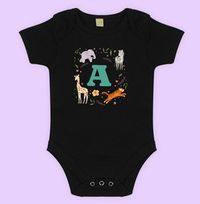 Tap to view Personalised Initial Animal Theme Baby Grow