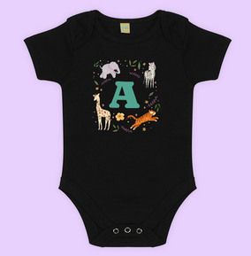 Photo of Personalised Initial Animal Theme Baby Grow
