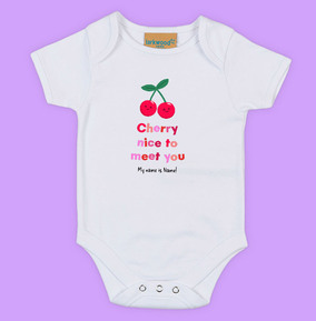 Cherry Nice To Meet You Personalised Baby Grow