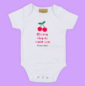 Photo of Cherry Nice To Meet You Personalised Baby Grow