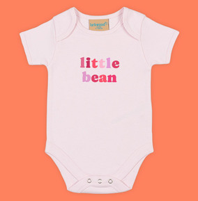 Little Bean Pink Text Baby Grow