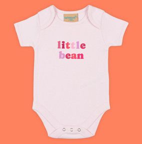 Photo of Little Bean Pink Text Baby Grow