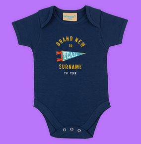 New To Team Surname Personalised Baby Grow
