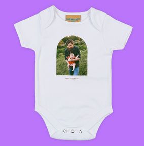 Photo of Personalised Arch Photo & Text Baby Grow