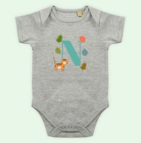 Tap to view Personalised Initial Tiger Jungle Design Baby Grow