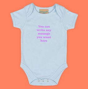 Photo of Any Message Pink Text Personalised Baby Grow