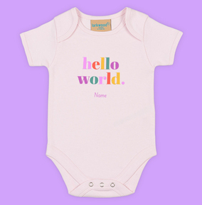 Hello World Text Personalised Baby Grow