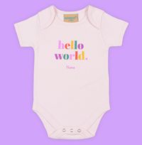 Tap to view Hello World Text Personalised Baby Grow