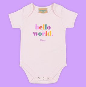 Photo of Hello World Text Personalised Baby Grow