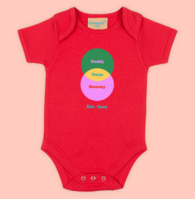 Mummy, Daddy, Baby Venn Diagram Personalised Baby Grow