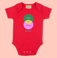 Tap to view Mummy, Daddy, Baby Venn Diagram Personalised Baby Grow