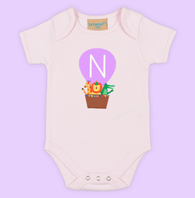Pink Balloon Initial Personalised Baby Grow