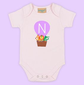 Photo of Pink Balloon Initial Personalised Baby Grow