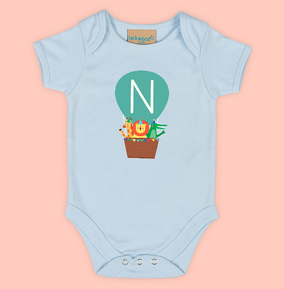 Green Balloon Personalised Initial Baby Grow