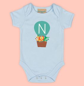 Photo of Green Balloon Personalised Initial Baby Grow
