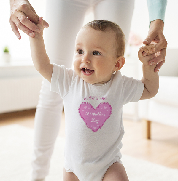 First Mothers Day Pink Personalised Baby Grow