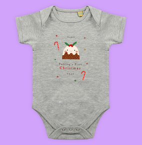Pudding's First Christmas Personalised Baby Grow