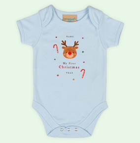 Reindeer My First Christmas Personalised Baby Grow