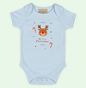 Photo of Reindeer My First Christmas Personalised Baby Grow